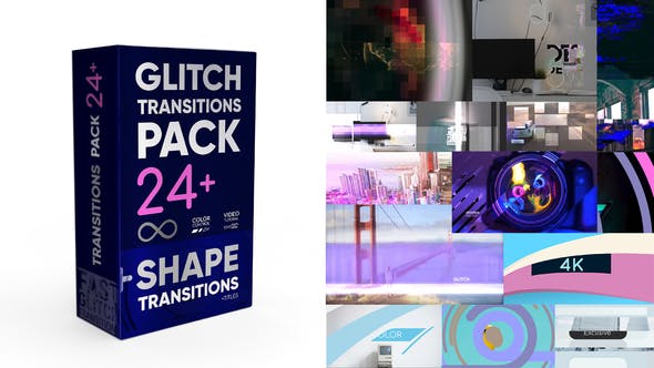 Glitch Transitions Pack 4 K